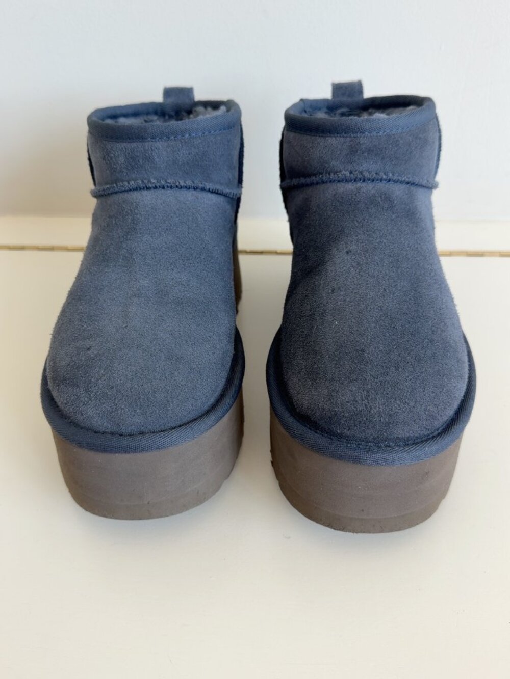 UGG Classic Ultra Mini Platform Boots Big Sky Blue Suede Size 6 - Picture 4 of 9